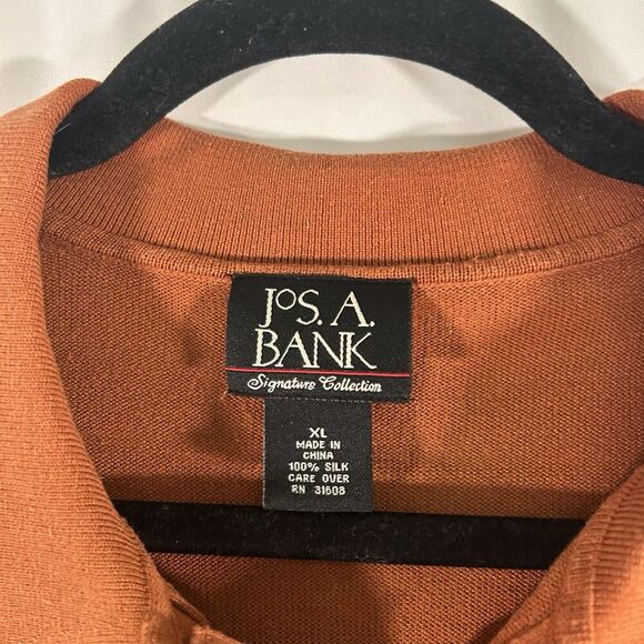 Jos A Bank 100% Silk Shirt Men's XL Orange Long Sleeve Signature Collection - Picture 4 of 5